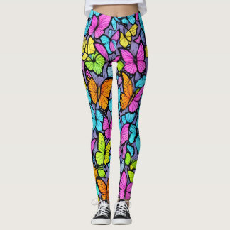 Leggings Patrón de mariposa colorida