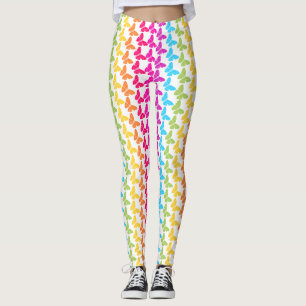 Leggings Patrón de mariposa de arcoiris de color crudo