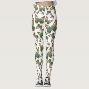Leggings Patrón de mariposa de gradiente azul