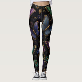 Leggings Patrón de mariposa elegante oscuro
