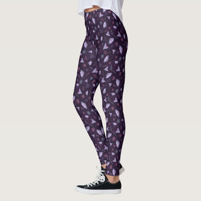 Leggings Patrón de mariposa hermoso azul (Izquierda)