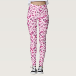 Leggings Patrón de mariposa rosada