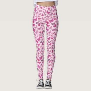 Leggings Patrón de mariposa rosada