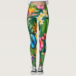 Leggings Patrón de mariposa tropical
