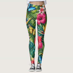 Leggings Patrón de mariposa tropical