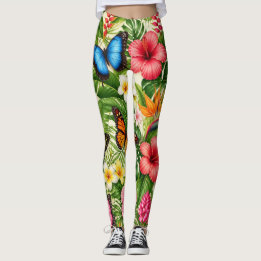 Leggings Patrón de Mariposa Tropical