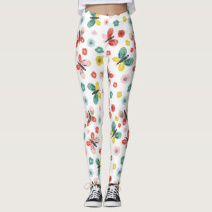 Leggings Patrón De Mariposa Y Floral