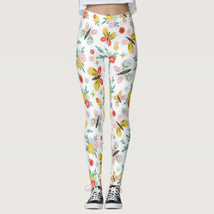 Leggings Patrón De Mariposa Y Floral