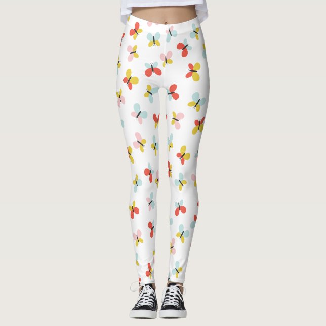 Leggings Patrón De Mariposa Y Floral (Anverso)