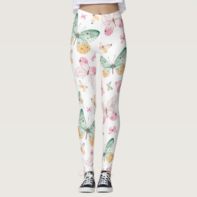 Leggings Patrón de Mariposas Acuarela (Anverso)