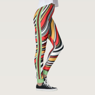 Leggings Patrón de mármol boho l amarillo rojo colorido
