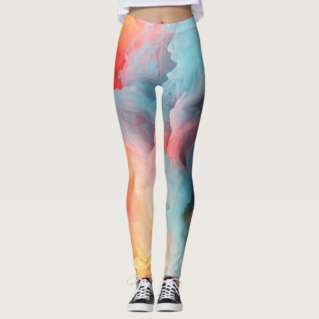 Leggings Patrón de mármol de Pastel (Anverso)