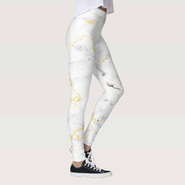 Leggings Patrón de mármol de Relieve metalizado dorado blan (Derecha)