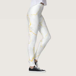 Leggings Patrón de mármol de Relieve metalizado dorado gris