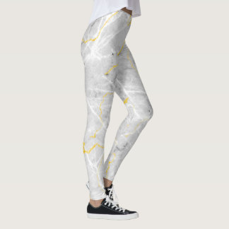 Leggings Patrón de mármol de Relieve metalizado dorado gris