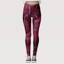 Leggings Patrón de mármol en magenta oscuro y rosa