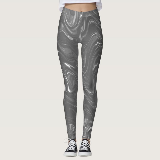 Leggings Patrón de mármol gris abstracto (Anverso)