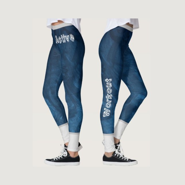 Leggings Patrón de mármol moderno l Azul marino l Entrenami (Subido por el creador)