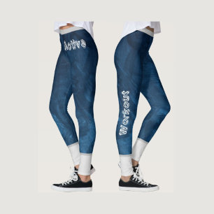 Leggings Patrón de mármol moderno l Taller azul marino