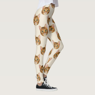 Leggings Patrón de Mascota Exótica Gato Bengal Lindo