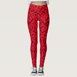 Leggings Patrón de meandro rojo | Maze moderno