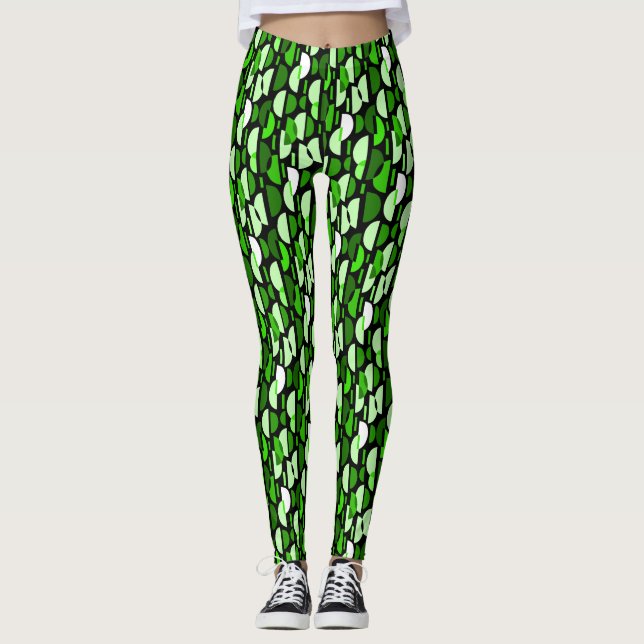 Leggings Patrón de media luna 010921 - Verde de hierba (Anverso)