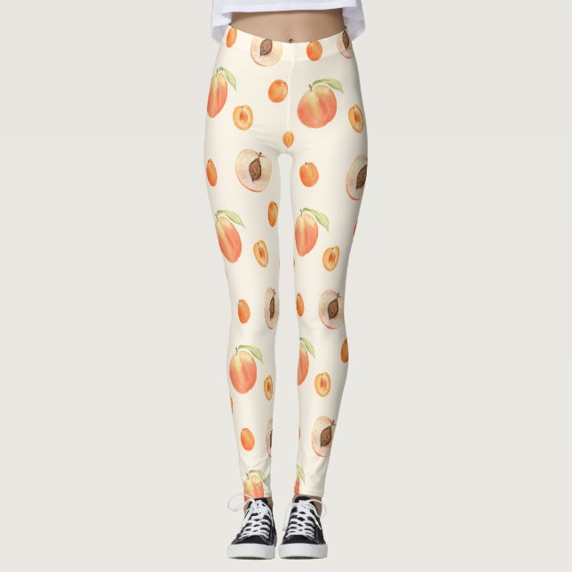 Leggings Patrón de Melocotón de verano dulce grande (Anverso)