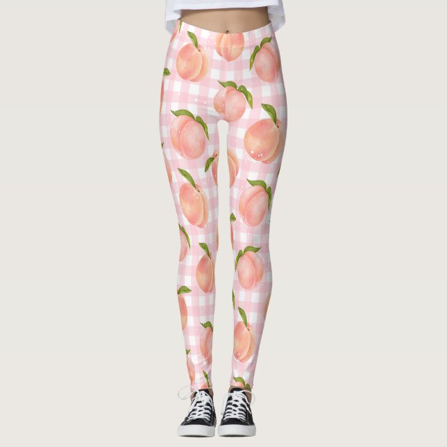 Leggings Patrón de Melocotón de verano dulce grande (Anverso)