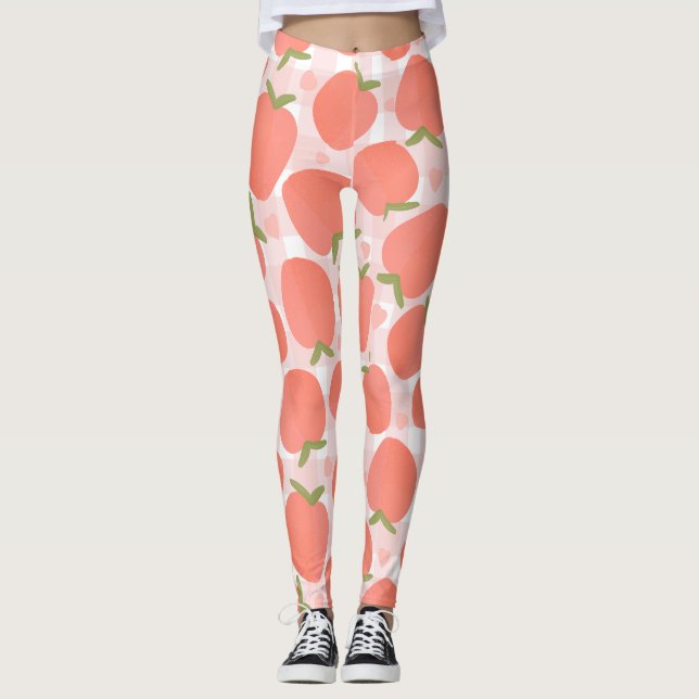 Leggings Patrón de Melocotón de verano dulce grande (Anverso)