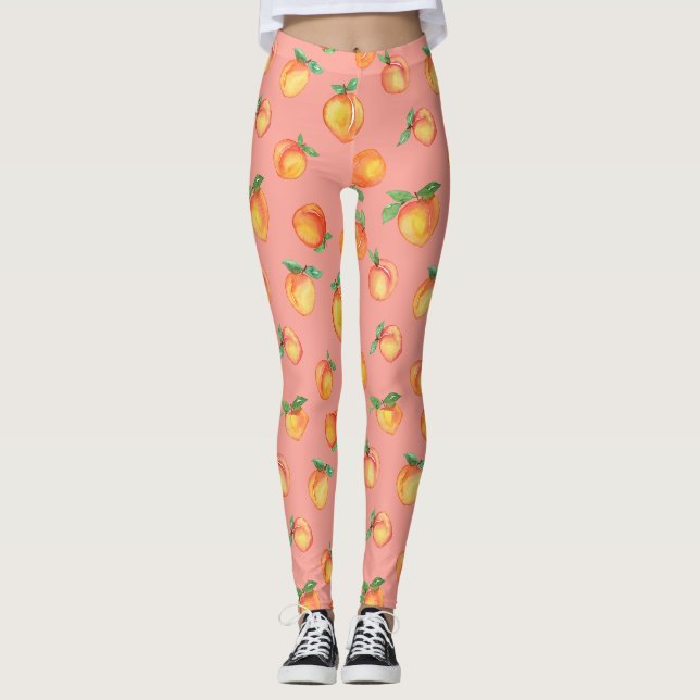 Leggings Patrón de Melocotón de verano dulce grande (Anverso)