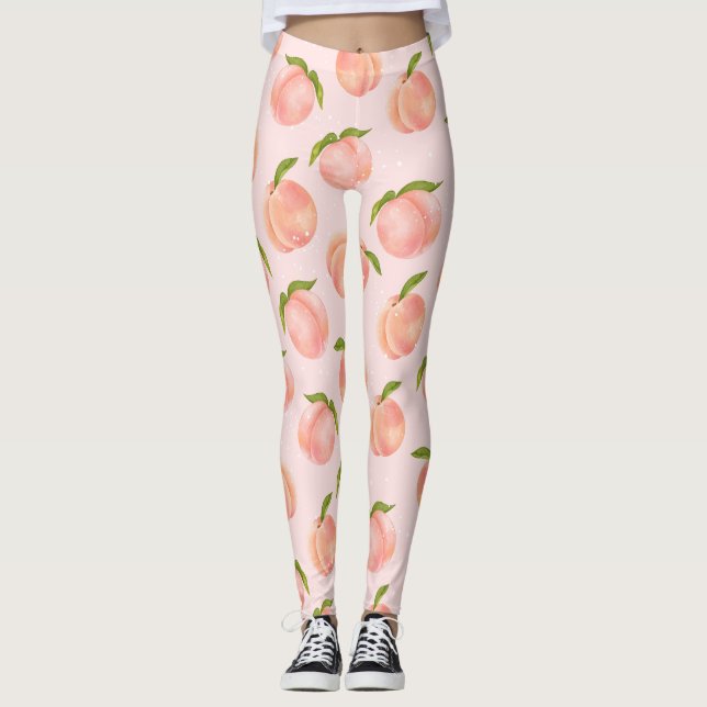 Leggings Patrón de Melocotón de verano dulce grande (Anverso)