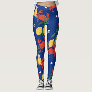 Leggings Patrón de Mercado de Mariscos Mediterráneo (4)