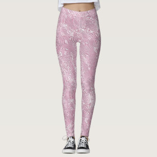 Leggings Patrón de moaré de seda jaspeada en rosa polvorien