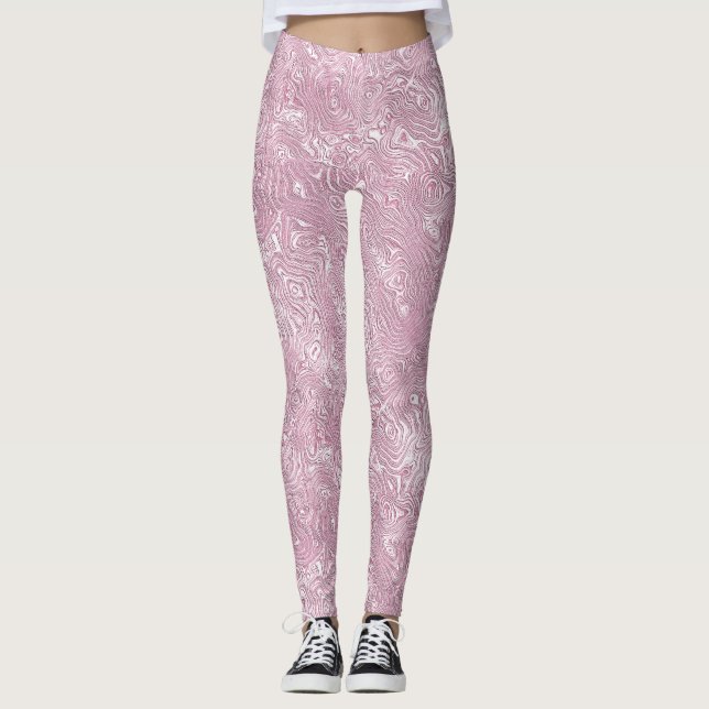 Leggings Patrón de moire de seda enmarañada en rosa turbio (Anverso)