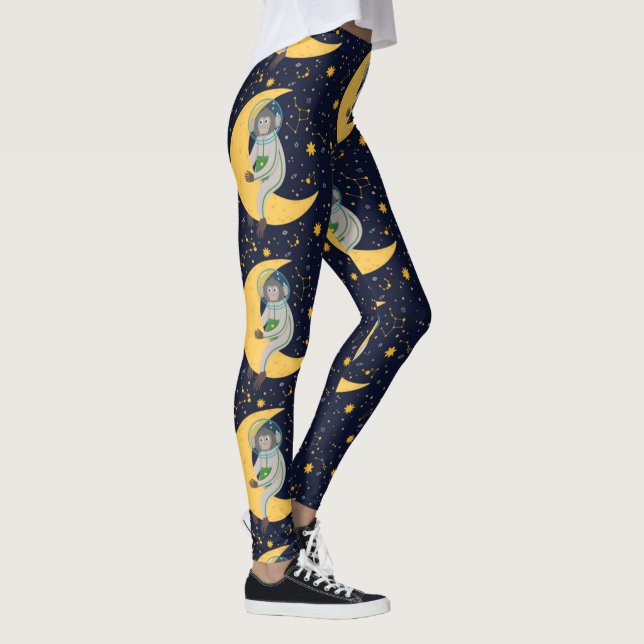 Leggings Patrón de mono espacial (Derecha)