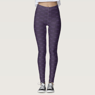 Leggings Patrón de monograma de las lunas violetas polvorie