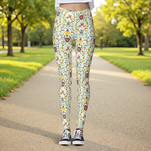 Leggings Patrón de monograma escandinavo Rosemaling Nordic
