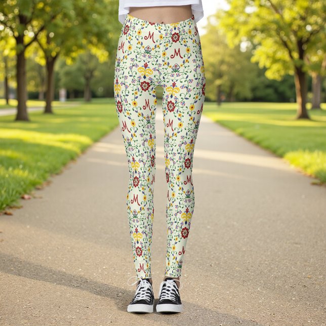 Leggings Patrón de monograma escandinavo Rosemaling Nordic (Subido por el creador)