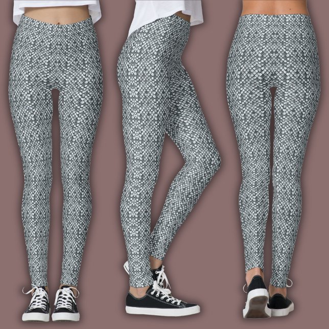 Leggings Patrón de mosaico abstracto | Escamas plateadas (Subido por el creador)