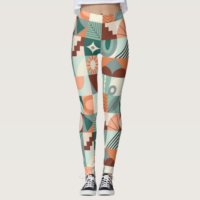 Leggings Patrón de mosaico abstracto, geométrico y sin sold (Anverso)