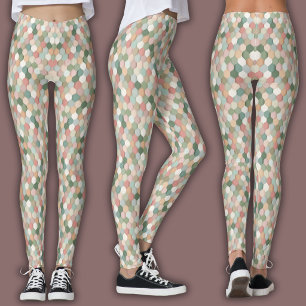 Leggings Patrón de mosaico abstracto   Panal pastel