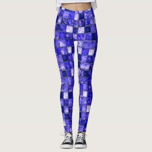 Leggings Patrón de mosaico azul