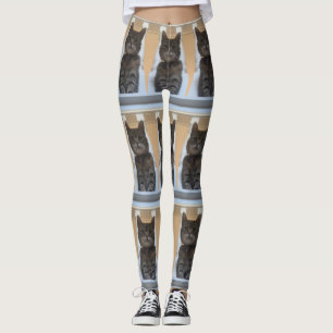 Leggings Patrón de mosaico de gatos de tabla