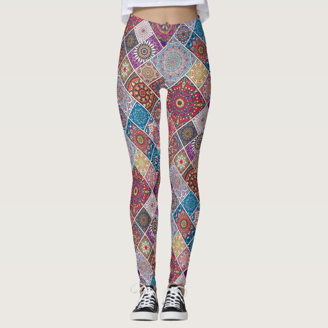 Leggings Patrón de mosaico de Mandala/Marruecos (Anverso)