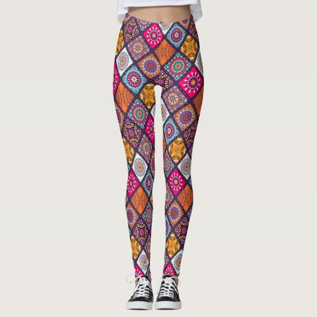 Leggings Patrón de mosaico de Mandala/Marruecos (Anverso)