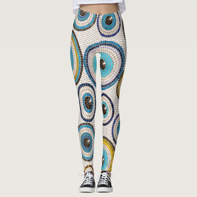 Leggings Patrón de mosaico de ojos malvados (Anverso)