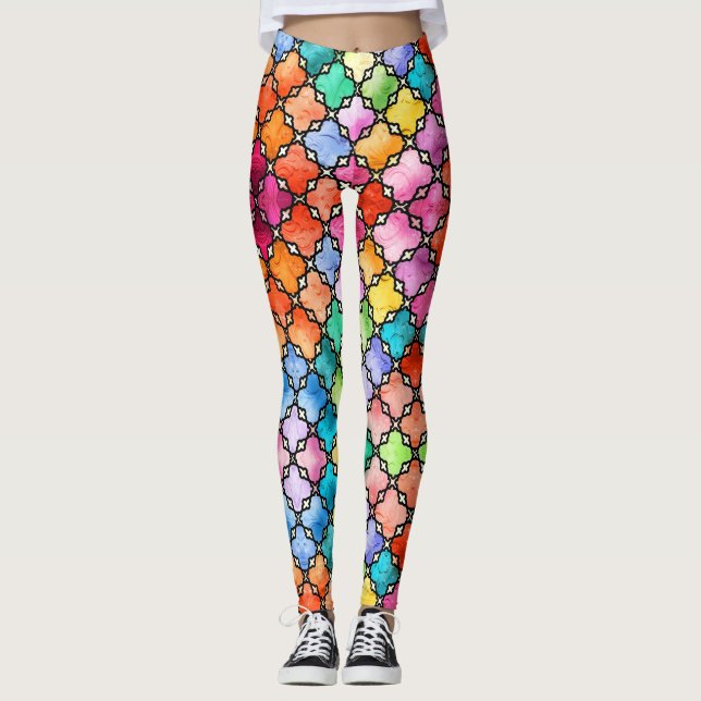 Leggings Patrón de mosaico del arco iris (Anverso)