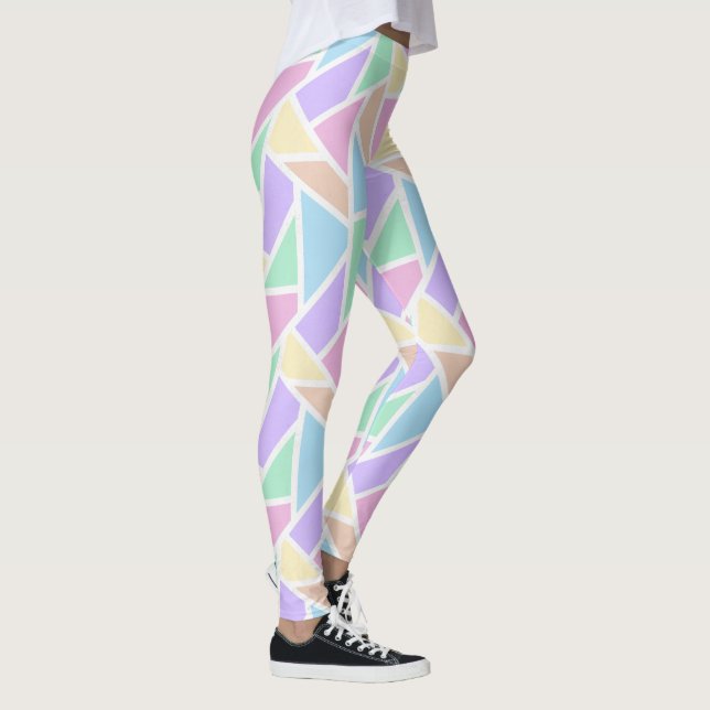 Leggings Patrón de mosaico del arcoiris pastel (Derecha)