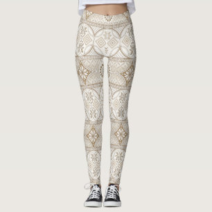 Leggings Patrón de mosaico floral geométrico ornato
