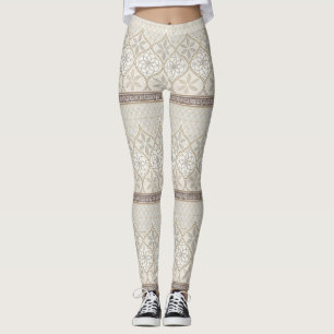 Leggings Patrón de mosaico floral geométrico ornato (2)